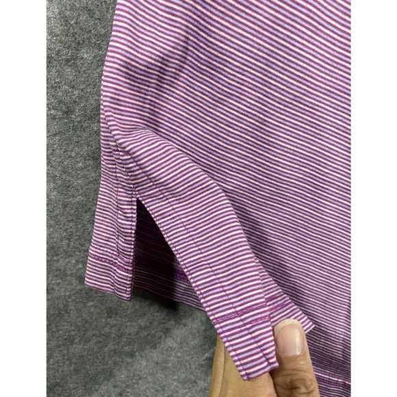 Peter Millar Polo Shirt Mens Medium Striped Light Purple Golf Preppy - Picture 8 of 12